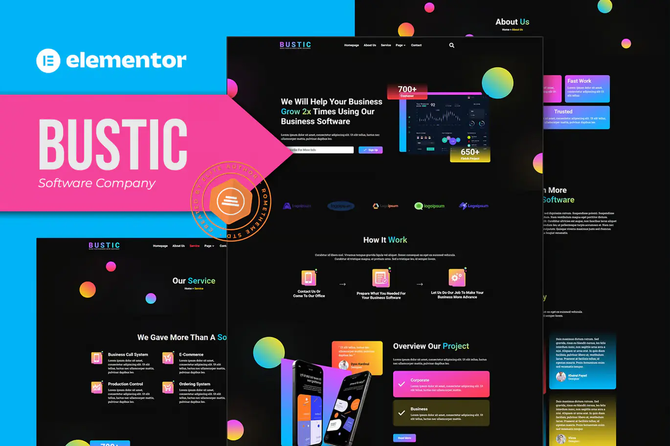 Bustic - Tech & Software Company Elementor Template kit